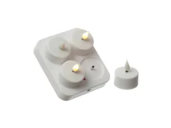 MARELIDA LED Teelichter 4 Stück Mit Ladestation USB Wiederaufladbar D 4cm Flackernd Weiß* Kerzen