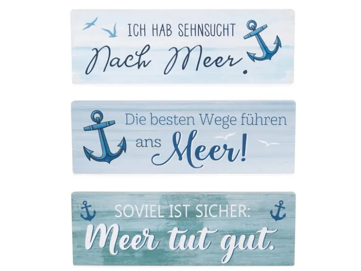 Maritimer Deko Aufsteller 3-fach mit Spruch