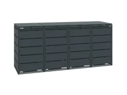 MBOX24 Classic Mülltonnenbox für 4 Mülltonnen (240L) aus Verzinktem Stahl 4er Metall Mülltonnenverkleidung in Anthrazit Robust & Wetterfest* Aufbewahrung