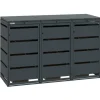 MBOX24 Classic Mülltonnenbox für 3 Mülltonnen (120L) aus Verzinktem Stahl 3er Metall Mülltonnenverkleidung in Anthrazit Robust & Wetterfest* Aufbewahrung