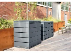 MBOX24 Classic Mülltonnenbox für 3 Mülltonnen (120L) aus Verzinktem Stahl 3er Metall Mülltonnenverkleidung in Anthrazit Robust & Wetterfest* Aufbewahrung