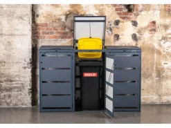 MBOX24 Classic Mülltonnenbox für 3 Mülltonnen (120L) aus Verzinktem Stahl 3er Metall Mülltonnenverkleidung in Anthrazit Robust & Wetterfest* Aufbewahrung