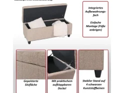 MCW Aufbewahrungs-Truhe Kriens Stoff/Textil 45x114x45cm Wildlederimitat* Aufbewahrung