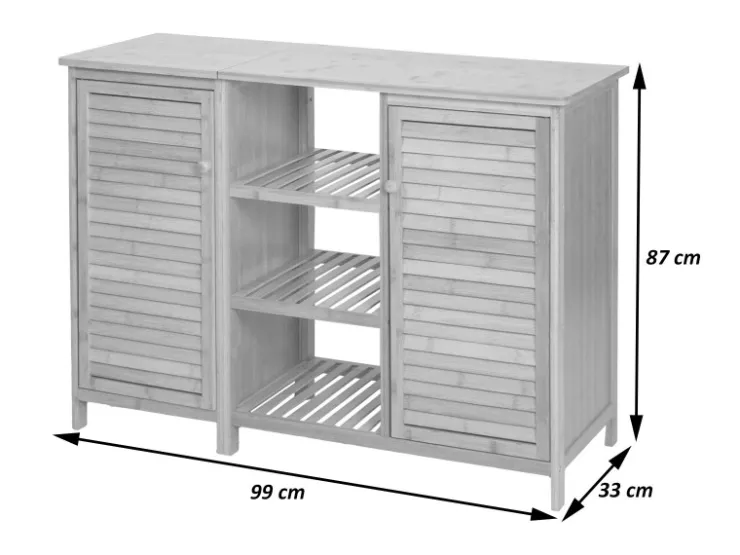 MCW Badezimmerschrank B18 2 Türen Bambus 87x99x33cm* Möbelserien