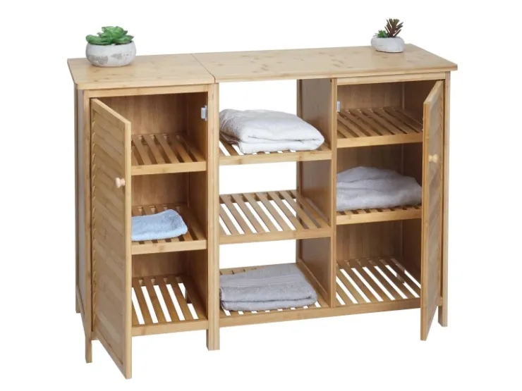 MCW Badezimmerschrank B18 2 Türen Bambus 87x99x33cm* Möbelserien