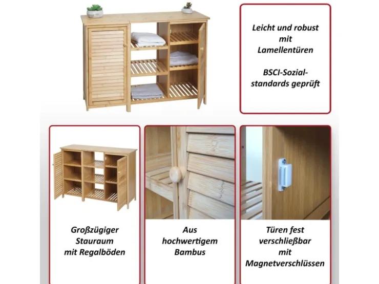 MCW Badezimmerschrank B18 2 Türen Bambus 87x99x33cm* Möbelserien