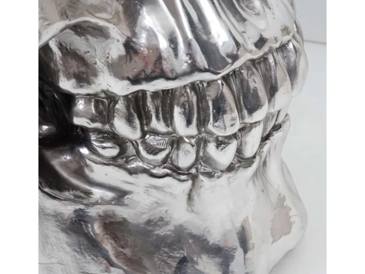 MCW Beistelltisch Totenkopf A19 Polyresin Glastisch Wohnzimmertisch Silber 52x55x55cm