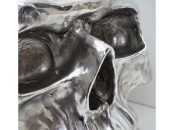 MCW Beistelltisch Totenkopf A19 Polyresin Glastisch Wohnzimmertisch Silber 52x55x55cm