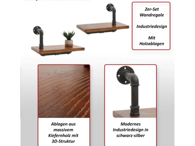 MCW 2er-Set Wandregal N29 29x45x25cm* Schweberegale