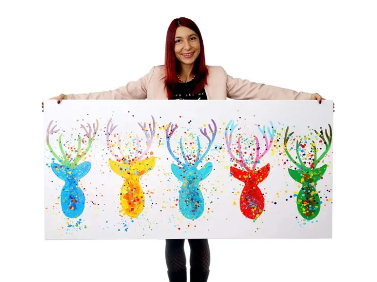 MCW Ölgemälde Hirsche II Handgemalt* Wanddekoration