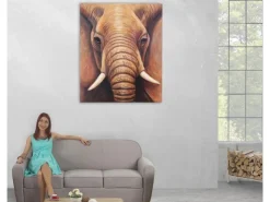 MCW Ölgemälde Nahaufnahme Elefant Handgemalt* Wanddekoration