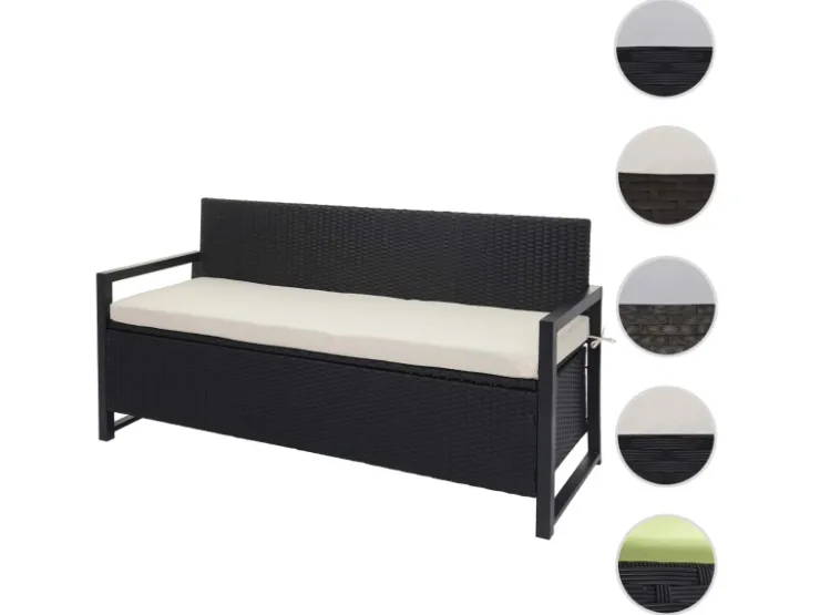 MCW Poly-Rattan 3er Sitzbank F39 Kissen Creme* Kissen|Sitzbänke