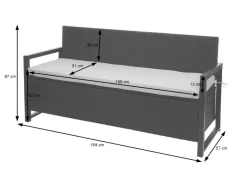 MCW Poly-Rattan 3er Sitzbank F39 Kissen