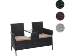 MCW Poly-Rattan Sitzbank mit Tisch E24 Kissen Creme* Sitzbänke|Kissenbezüge