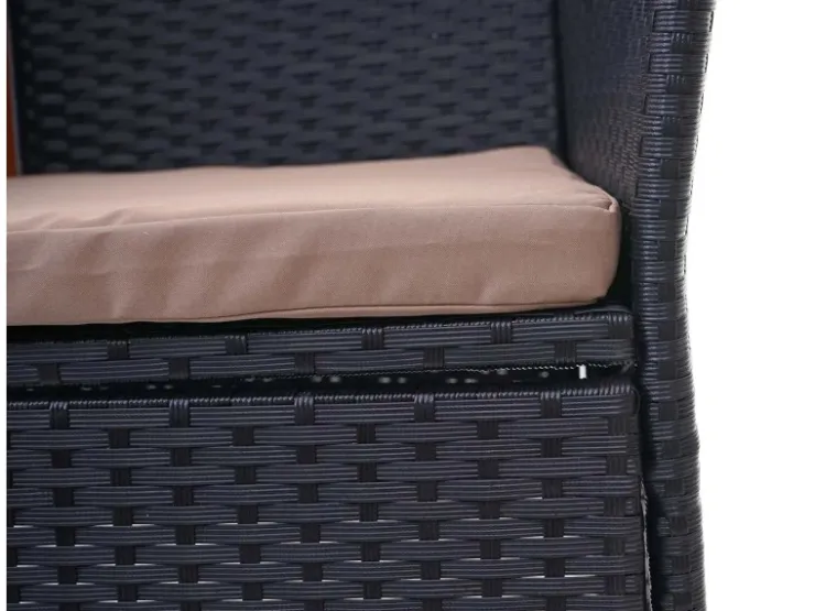 MCW Poly-Rattan Sitzbank mit Tisch E24 Kissen Creme* Sitzbänke|Kissenbezüge