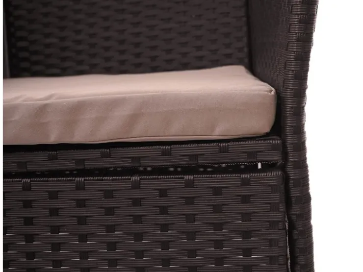 MCW Poly-Rattan Sitzbank mit Tisch E24 Kissen Creme* Kissen