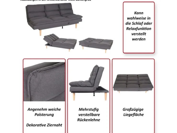 MCW Schlafsofa M79 Stoff/Textil