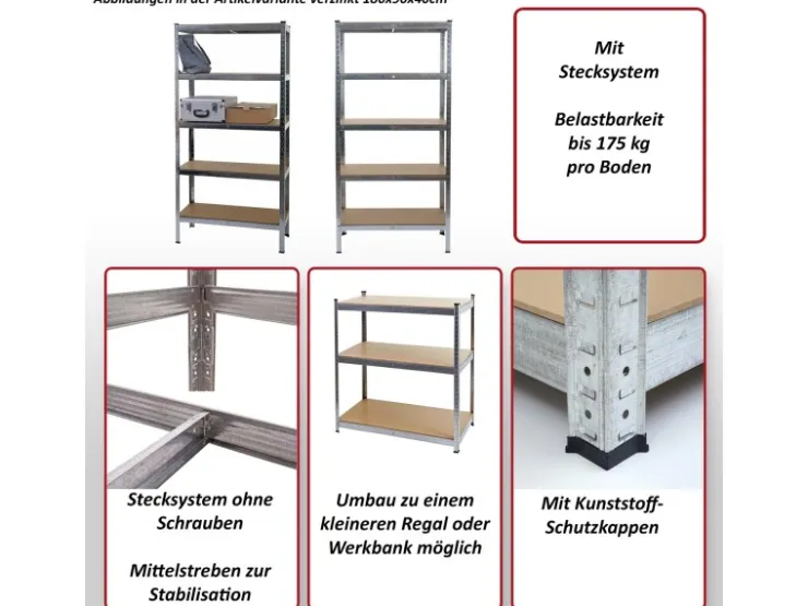 MCW Schwerlastregal E33 Verzinkt 200x120x60cm