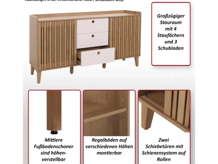 MCW Sideboard M48 -Optik Schubladen Dunkelgrau* Sideboards