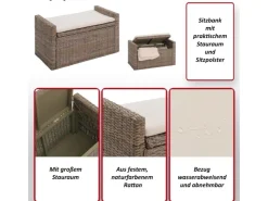 MCW Sitzbank Genua Rattan Staufach