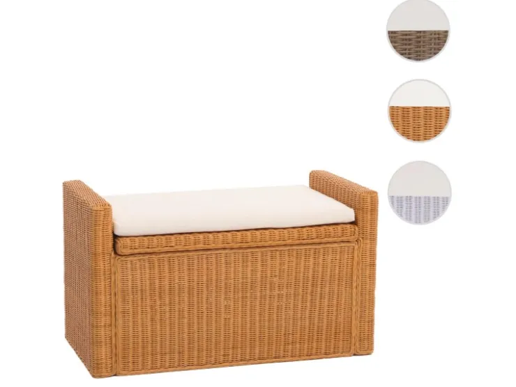 MCW Sitzbank Genua Rattan Staufach Honigfarben* Kissen