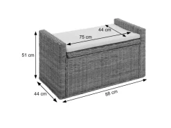 MCW Sitzbank Genua Rattan Staufach Honigfarben* Kissen