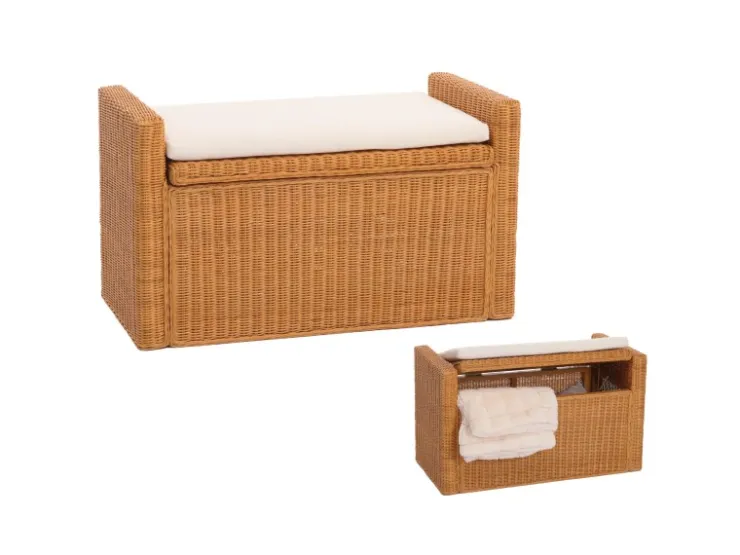 MCW Sitzbank Genua Rattan Staufach Honigfarben* Kissen