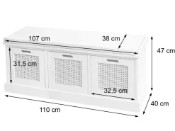 MCW Sitzbank J49 Aufbewahrungsboxen 47x110x40cm Polster Schwarz
