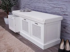 MCW Sitzbank J49 Aufbewahrungsboxen 47x110x40cm Polster Creme-* Sitzbänke