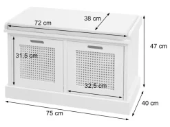 MCW Sitzbank J49 Aufbewahrungsboxen 47x75x40cm Polster Schwarz* Sitzbänke