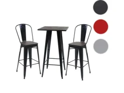 MCW Stehtisch-Set A73 inkl. Holz-Tischplatte Metall 3-teilig Schwarz* Möbelserien
