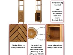 MCW Teak-Hochschrank M74 1 Tür 4 Fächer