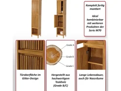 MCW Teak-Hochschrank M70 2 Türen 5 Fächer