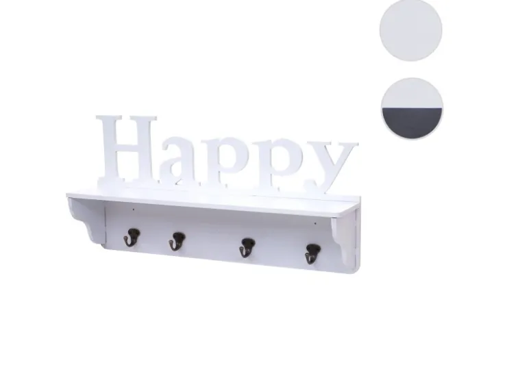 MCW Wandgarderobe D41 Happy 4 Haken Weiß* Garderoben