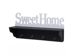 MCW Wandgarderobe D41 Sweet Home 4 Haken Schwarz/weiß* Garderoben