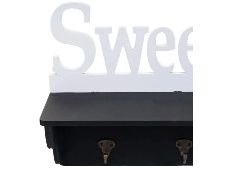 MCW Wandgarderobe D41 Sweet Home 4 Haken Schwarz/weiß* Garderoben