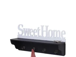 MCW Wandgarderobe D41 Sweet Home 4 Haken Schwarz/weiß* Garderoben