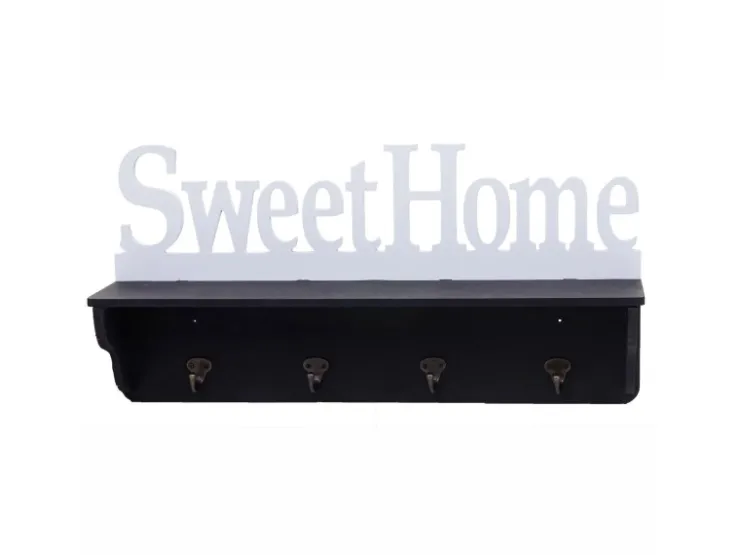 MCW Wandgarderobe D41 Sweet Home 4 Haken Schwarz/weiß* Garderoben
