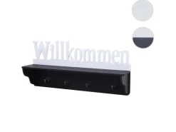 MCW Wandgarderobe D41 Willkommen 4 Haken Schwarz/weiß* Garderoben