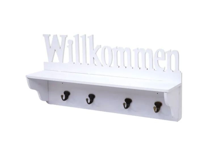 MCW Wandgarderobe D41 Willkommen 4 Haken Weiß* Garderoben