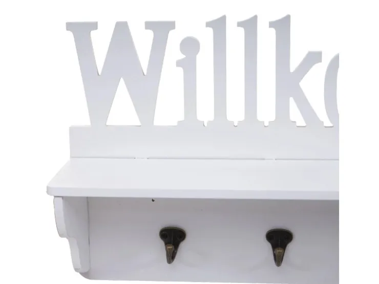 MCW Wandgarderobe D41 Willkommen 4 Haken Weiß* Garderoben