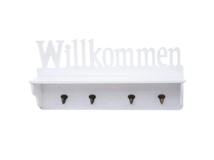 MCW Wandgarderobe D41 Willkommen 4 Haken Weiß* Garderoben