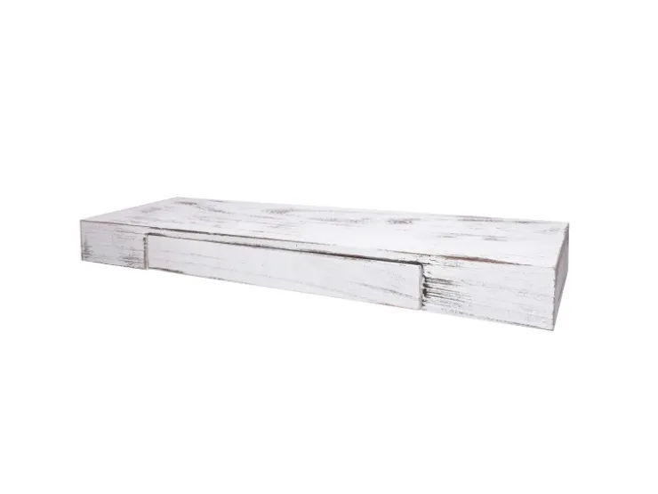 MCW Wandregal H37 Schublade 8x80x25cm Weiß Shabby