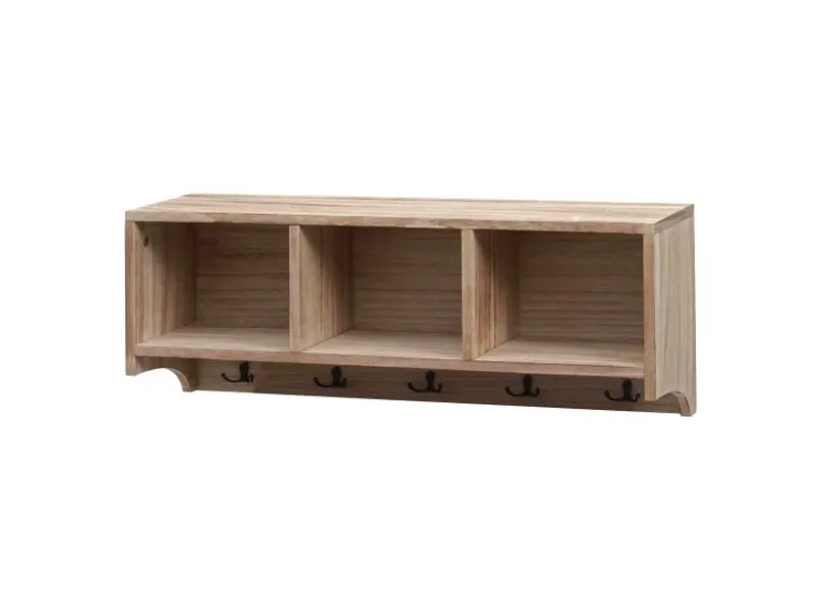 MCW Wandregal K49 Garderobe Wandgarderobe Regal 3 Staufächer 5 Haken 30x80x20cm Holz* Garderoben