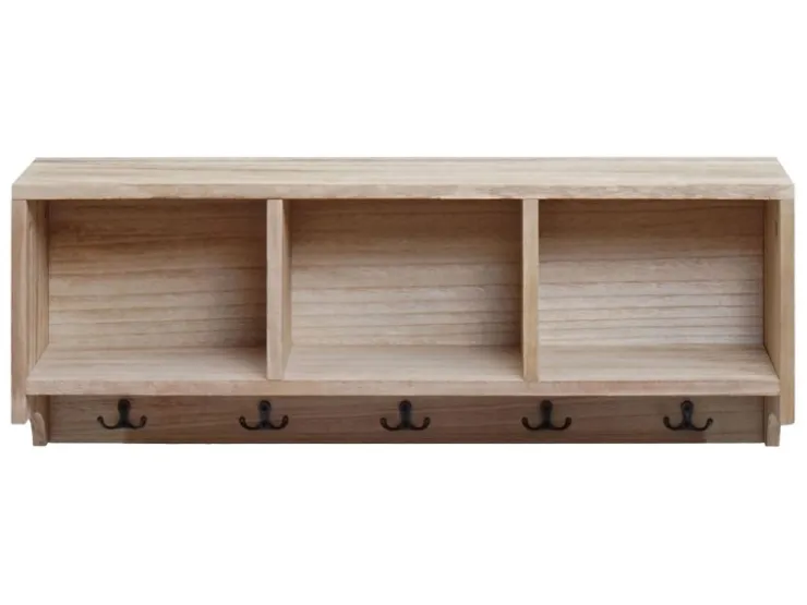MCW Wandregal K49 Garderobe Wandgarderobe Regal 3 Staufächer 5 Haken 30x80x20cm Holz* Garderoben