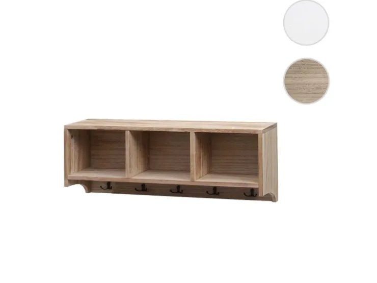 MCW Wandregal K49 Garderobe Wandgarderobe Regal 3 Staufächer 5 Haken 30x80x20cm Holz* Garderoben