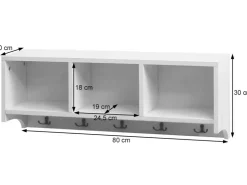 MCW Wandregal K49 Garderobe Wandgarderobe Regal 3 Staufächer 5 Haken 30x80x20cm Holz* Garderoben