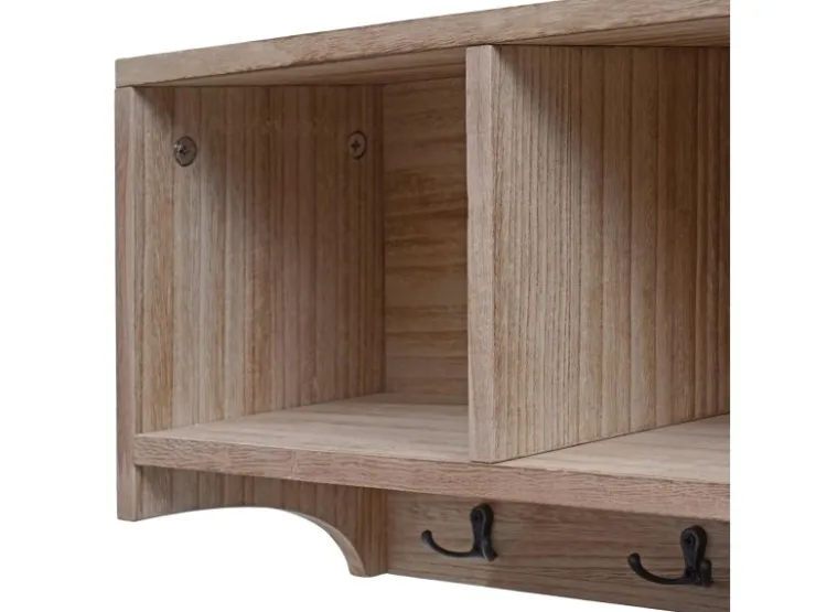 MCW Wandregal K49 Garderobe Wandgarderobe Regal 3 Staufächer 5 Haken 30x80x20cm Holz* Garderoben