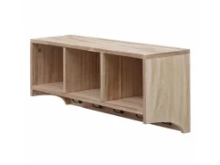 MCW Wandregal K49 Garderobe Wandgarderobe Regal 3 Staufächer 5 Haken 30x80x20cm Holz* Garderoben