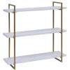 MCW Wandregal K78 60x60x18cm Weiß Metall Gold* Schweberegale